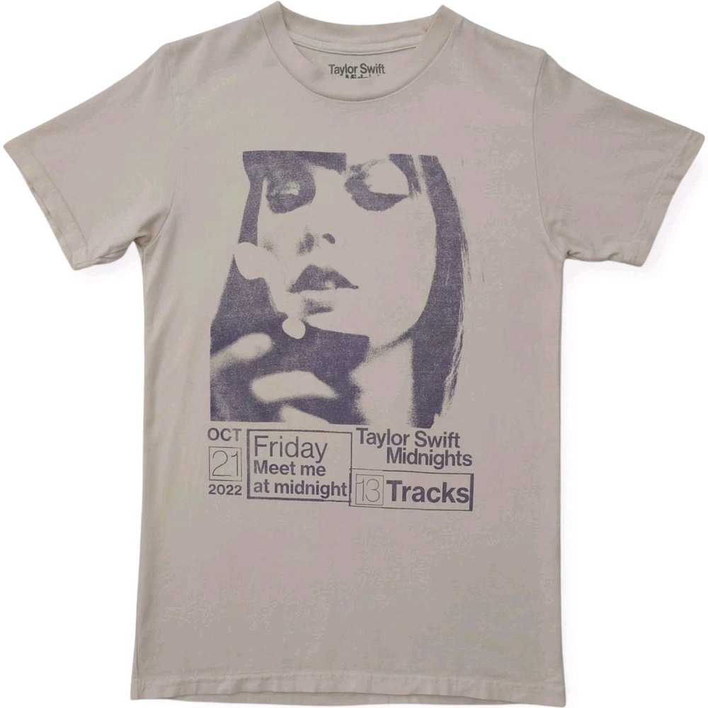 Taylor Swift Midnights 13 Tracks Tour Shirt Size Small Off White Beige Meet Me